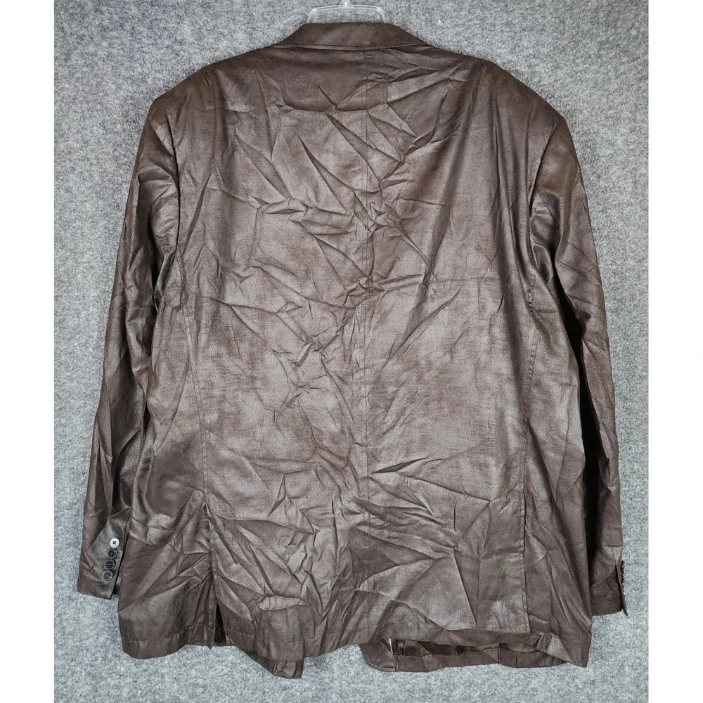 Calvin Klein Blazer Mens 54L Faux Leather Brown EUC